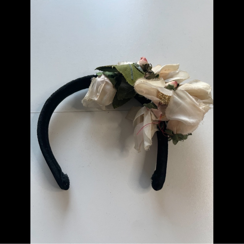 Floral Headband with Cream and Green Accents